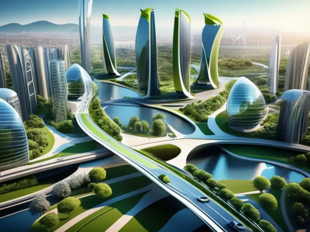 Ciudad futurista sostenible: armonía entre desarrollo urbano y naturaleza Futurista ciudad sostenible: importancia inversión sostenible en infraestructura