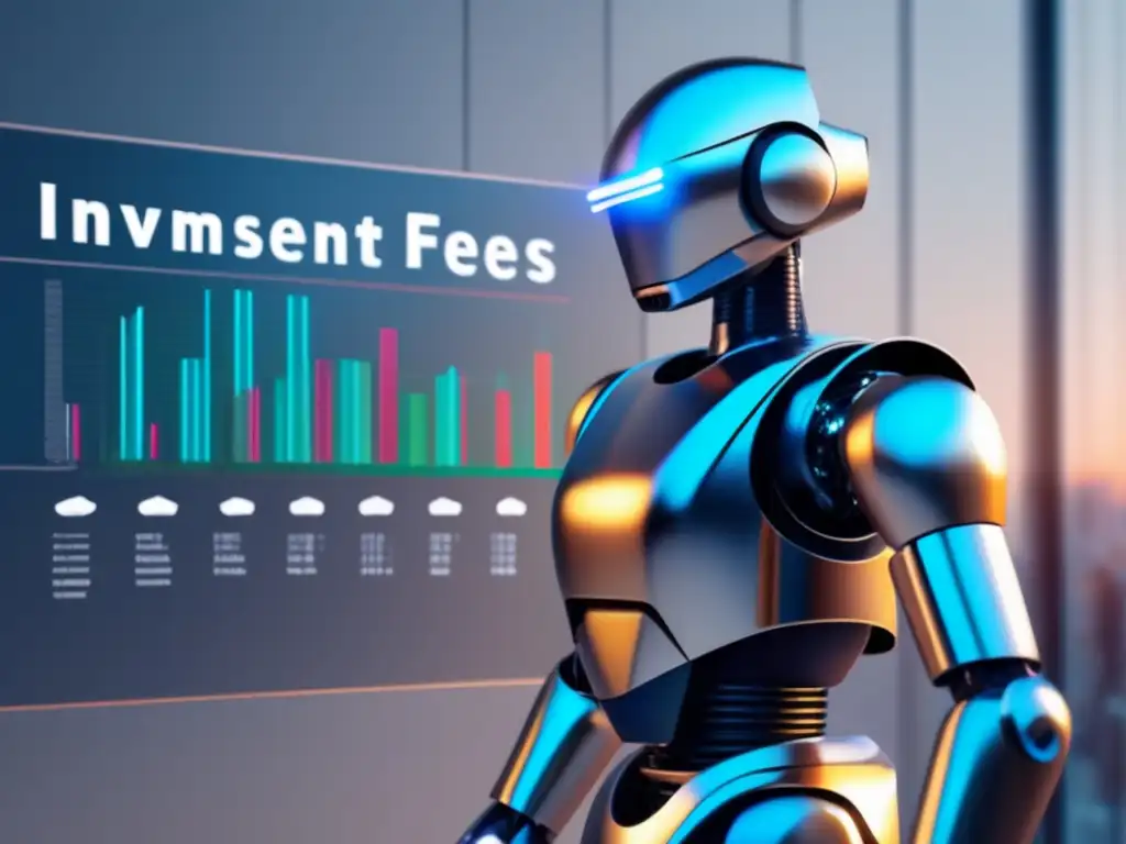 Robot asesor financiero Roboadvisors reducción comisiones, robot futurista en comparativa de tarifas de inversión