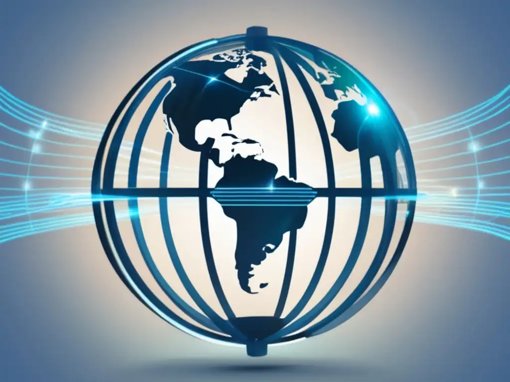 Ilustración futurista de una red global de finanzas descentralizadas Ilustración futurista de una esfera transparente simbolizando la transparencia y seguridad en DeFi