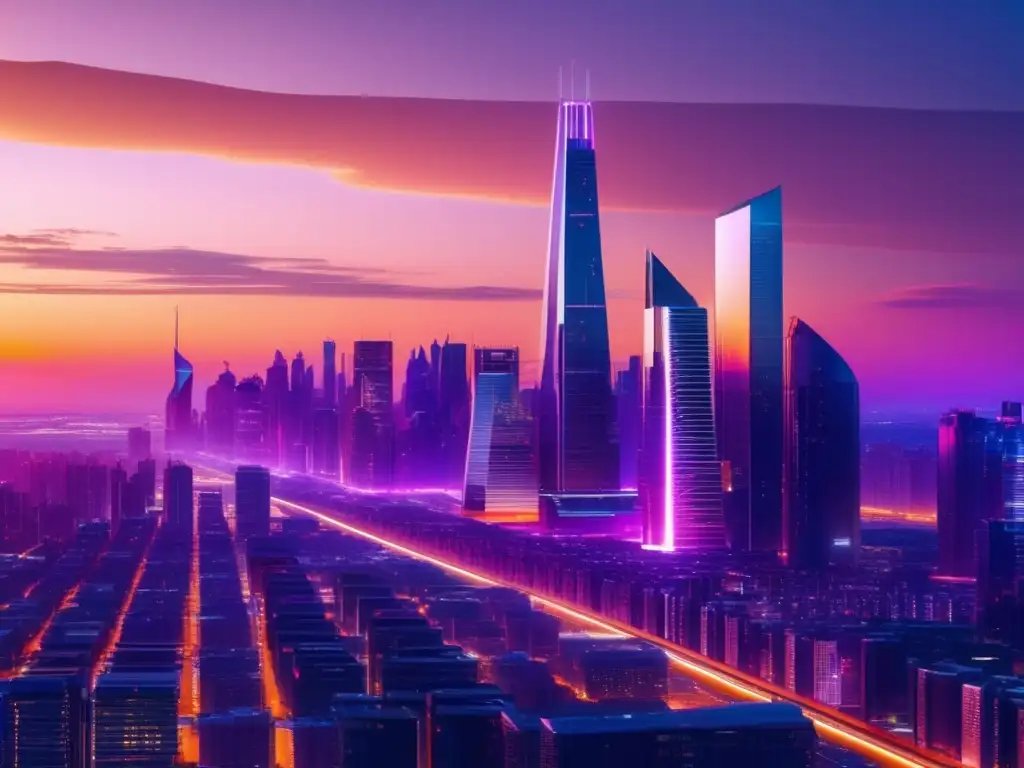 Ciudad futurista: progreso y estabilidad Futurista horizonte de la ciudad con rascacielos impactantes - Impacto legislación REITs inversiones