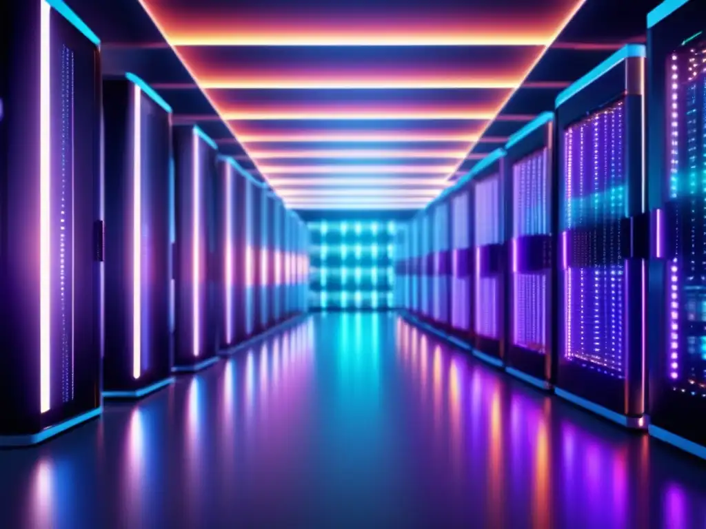 Futuro centro de datos ultradetallado Data center futurista con rentabilidad de criptos y hashrate