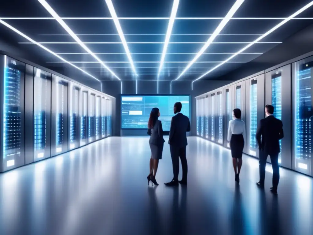 Centro de datos futurista con tecnología avanzada y seguridad Data center futurista con tecnología avanzada y seguridad para análisis de datos en REITs