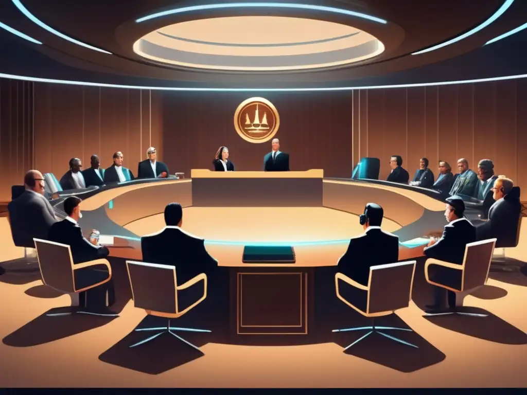 Futuro tribunal de criptomonedas y regulación Futurista tribunal: juez, abogados, espectadores y la regulación de ICOs y criptomonedas