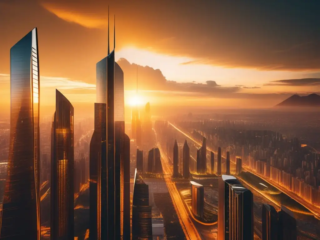 Ciudad futurista en la era digital Futuro ciudad digital con rascacielos, inversión y fiscalidad en inversiones digitales