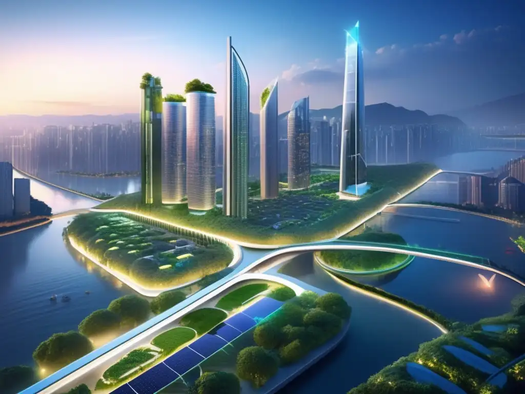 Futuro ecoamigable: ciudad sostenible y tecnológica Futuro ciudad ecoamigable: Cambio climático mercados financieros