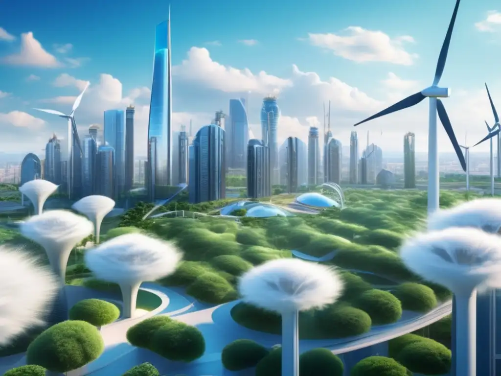 Futuro sostenible: Ciudad ecológica con tecnología avanzada Futuro ciudad sostenible: cambio climático mercados financieros