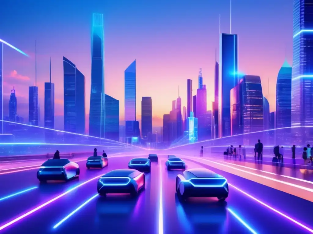 Ciudad futurista con tecnología financiera Futuro de la Convergencia Fintech y Ecommerce en ciudad futurista