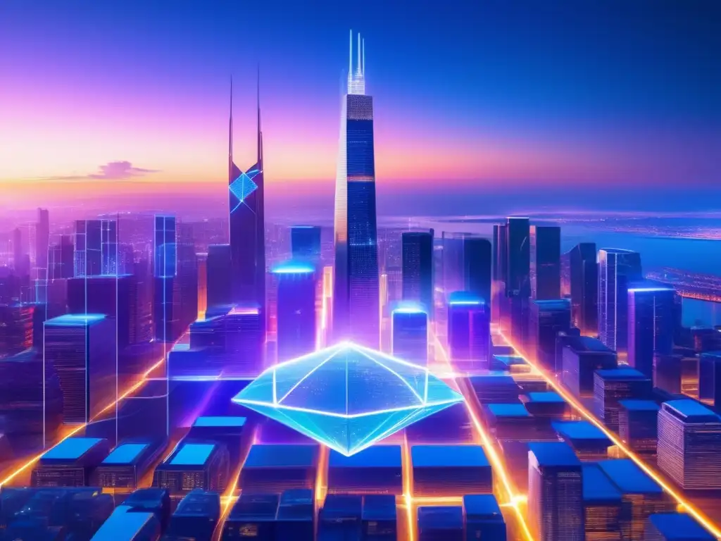 Ciudad futurista con criptomonedas y regulaciones Futuro cripto: ciudad 8k con criptomonedas, seguridad y regulaciones - Inversiones en criptomonedas para jubilación