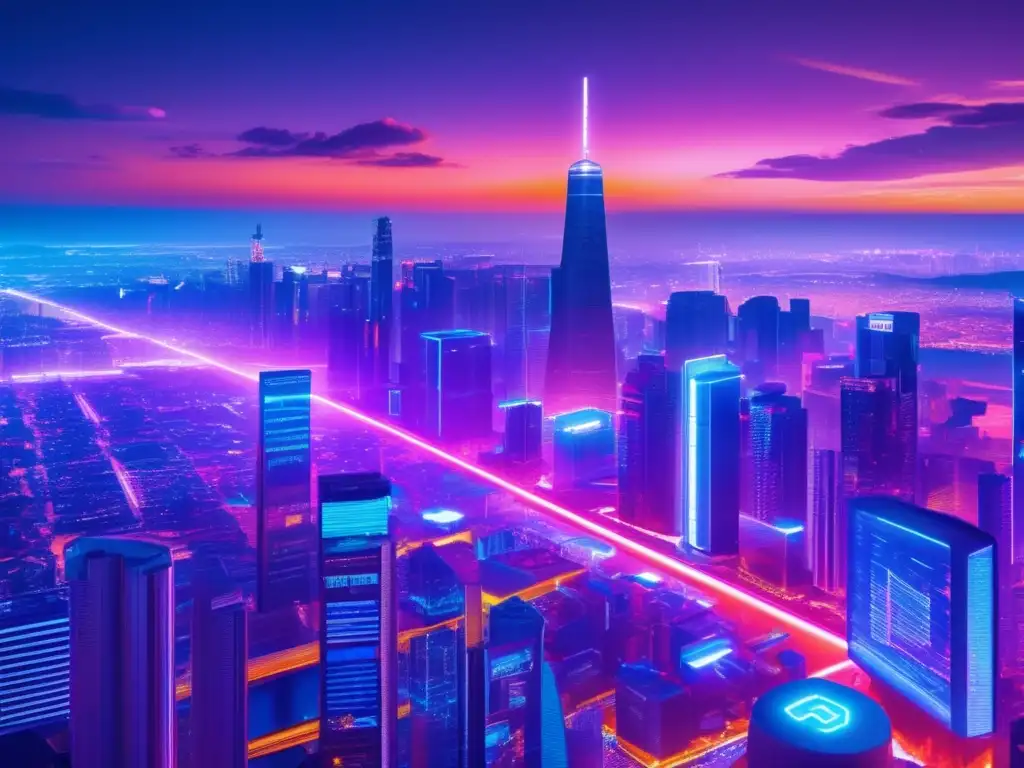 Futuro ciudad nocturna AR y criptomonedas Futuro de las criptomonedas: Dinero o burbuja