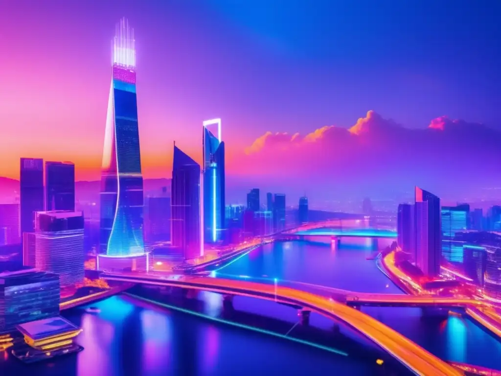 Finanzas descentralizadas: Ciudad futurista y dinámica Futuro financiero con altcoins: Importancia económica