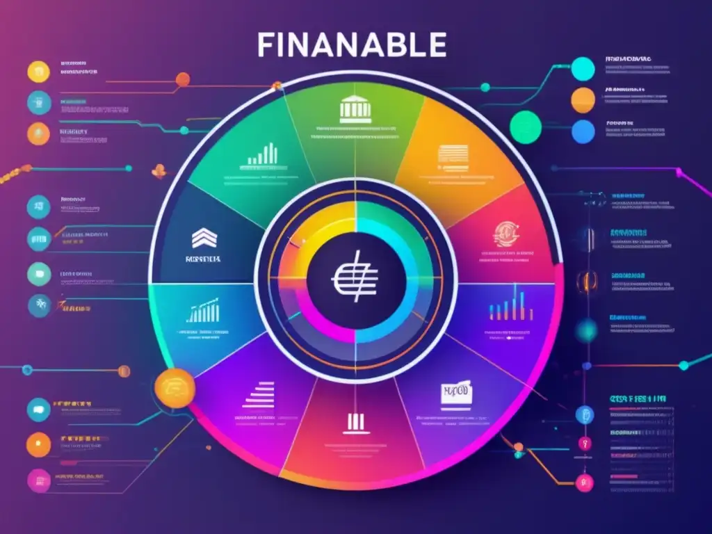 Visualización financiera futurista Futuro financiero: gráficos, datos y falsas conexiones en inversiones