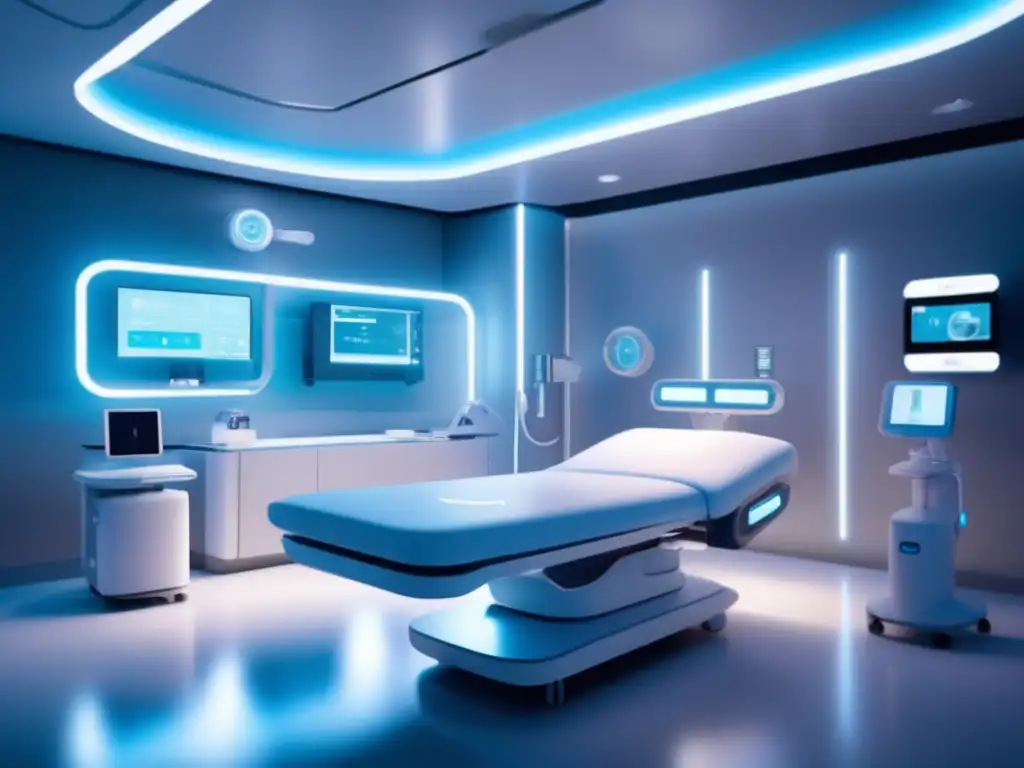 Hospital futurista con IA y tecnología avanzada Futuro hospital con IA y tecnología avanzada revolucionando la salud