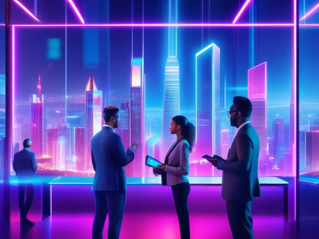 Futuro ciudad tecnológica: seguridad y criptografía Futuro intercambios descentralizados: ciudad futurista hightech, blockchain, seguridad avanzada, ciberseguridad