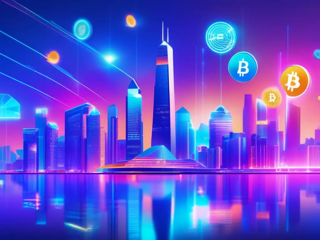 Futuro de las criptomonedas Futuro panorama urbano con criptomonedas en países