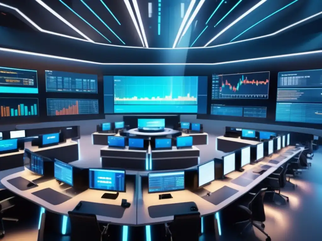 Futuro piso de bolsa hightech Futuro piso de trading en bolsa con diseño moderno