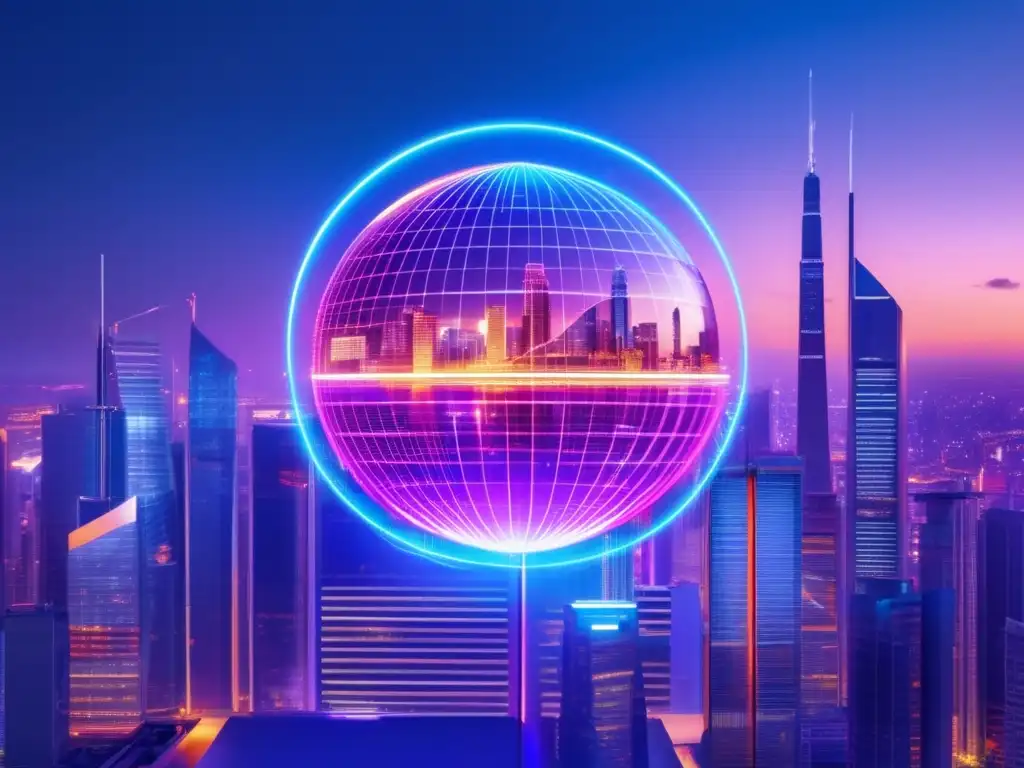 Ciudad futurista con rascacielos iluminados Futuro de regulaciones en inversiones: tendencias y predicciones globales