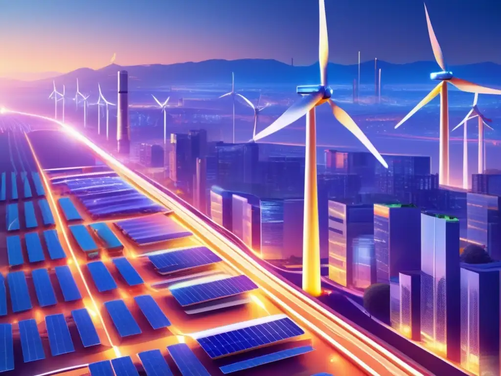 Futurista ciudad sostenible con energías renovables Futuro sostenible con inversión ESG: ciudad vibrante y ecológica