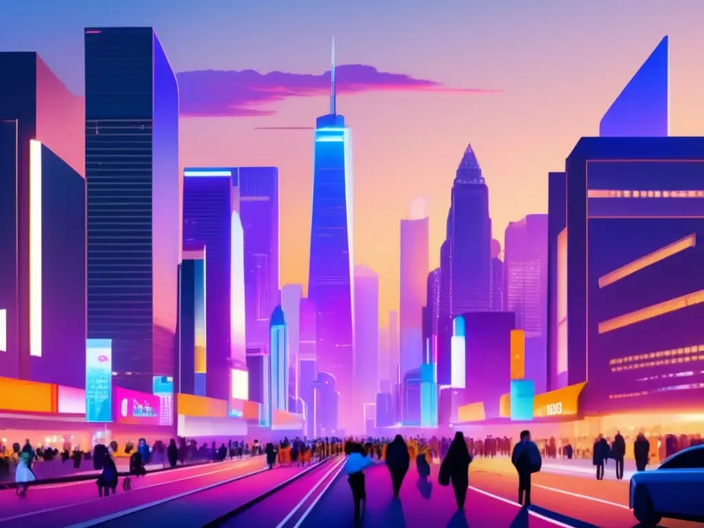Ciudad futurista con rascacielos y tecnología Un futuro urbano tecnológico: Beneficios del Big Data en Flipping Inmobiliario