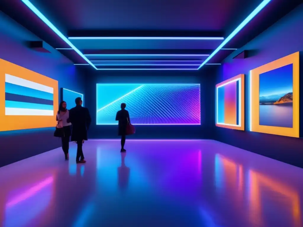 Galería de arte futurista con obras de arte digitales blockchain Galería de arte futurista con tecnología de vanguardia y obras de arte digitales blockchain