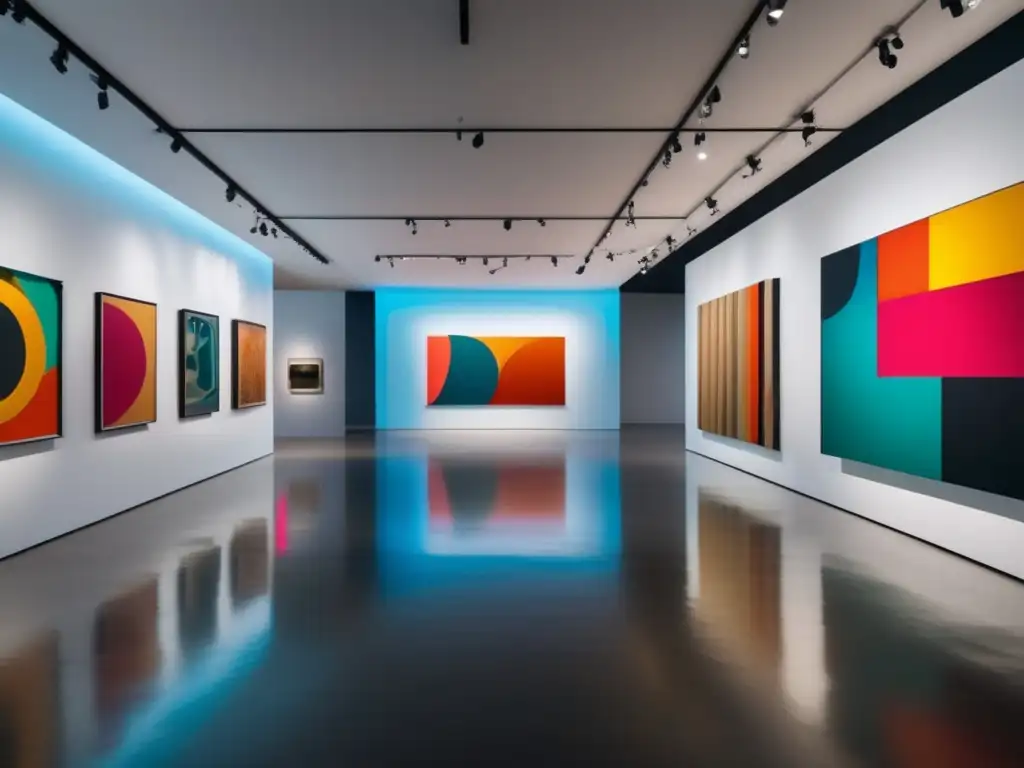 Exposición de arte moderno: elegante y vibrante Galería de arte moderno con diseño minimalista