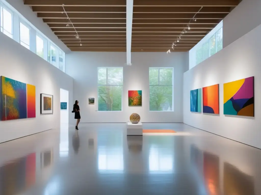 Galería de arte contemporáneo vibrante Galería de arte moderno con obras vibrantes y coloridas