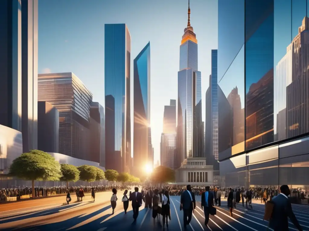 Distrito financiero vibrante de mercado emergente Diversificación global en mercados emergentes con oportunidades de crecimiento
