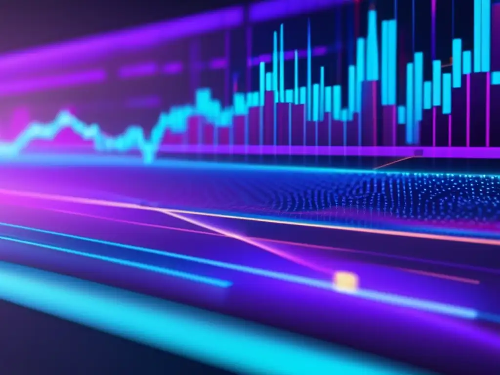Gráfico bursátil holográfico futurista Gráfico de bolsa con patrones engañosos en inversiones