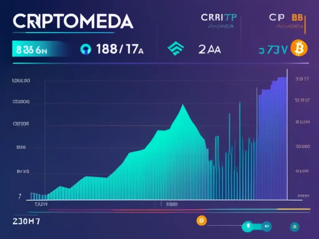 Volatilidad de criptomonedas en gráfica Gráfico financiero de criptomonedas: Volatilidad y recompensas