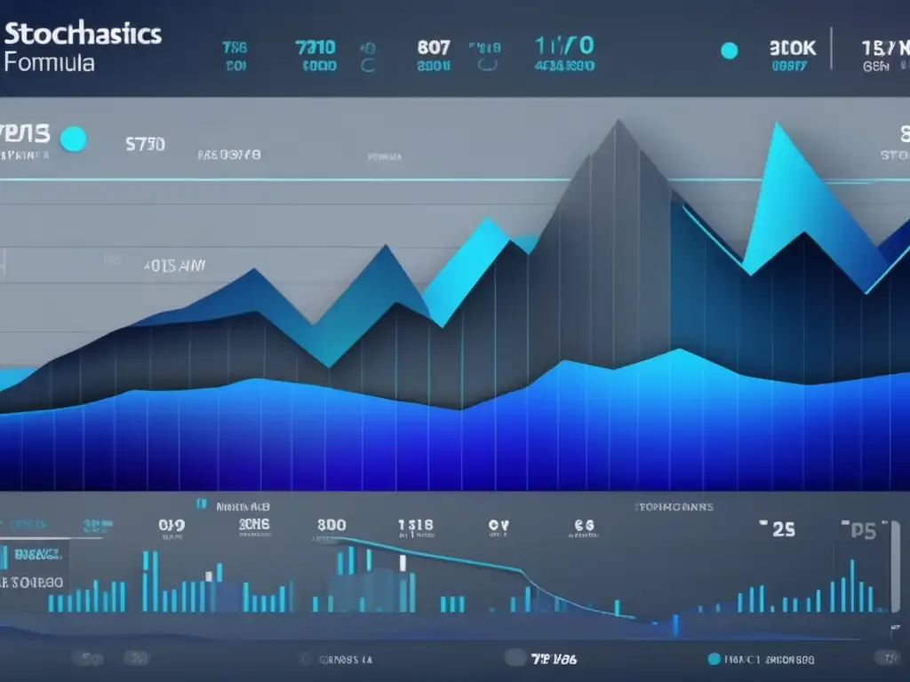 Gráfico financiero 8k con Stochastics Gráfico financiero 8k con fórmula Stochastics y estrategia de inversión (110 caracteres)