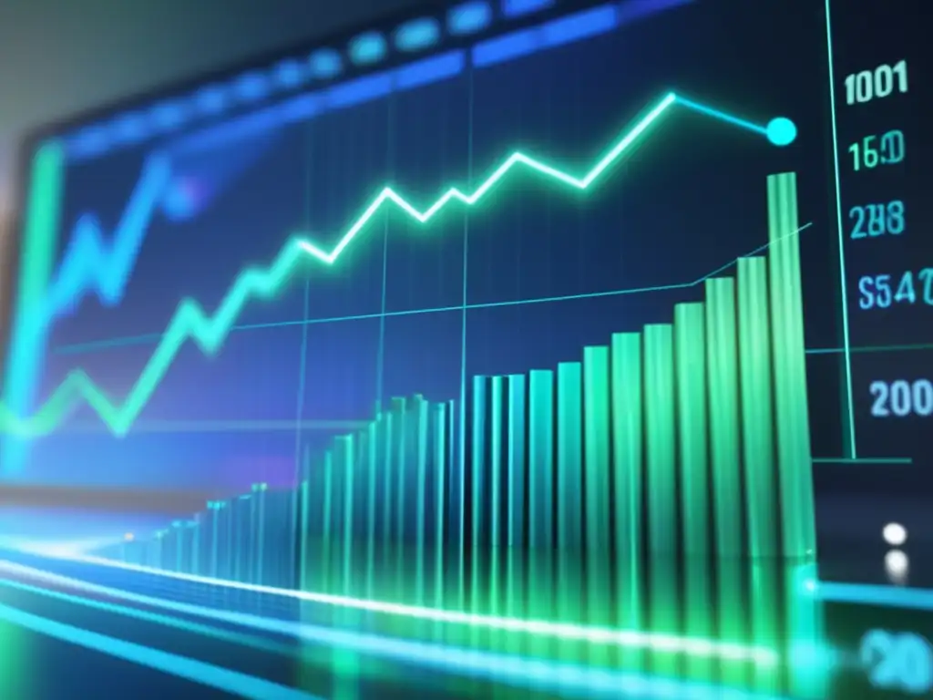 Gráfico financiero holográfico muestra éxito en inversiones Gráfico financiero con impacto de comisiones en inversiones