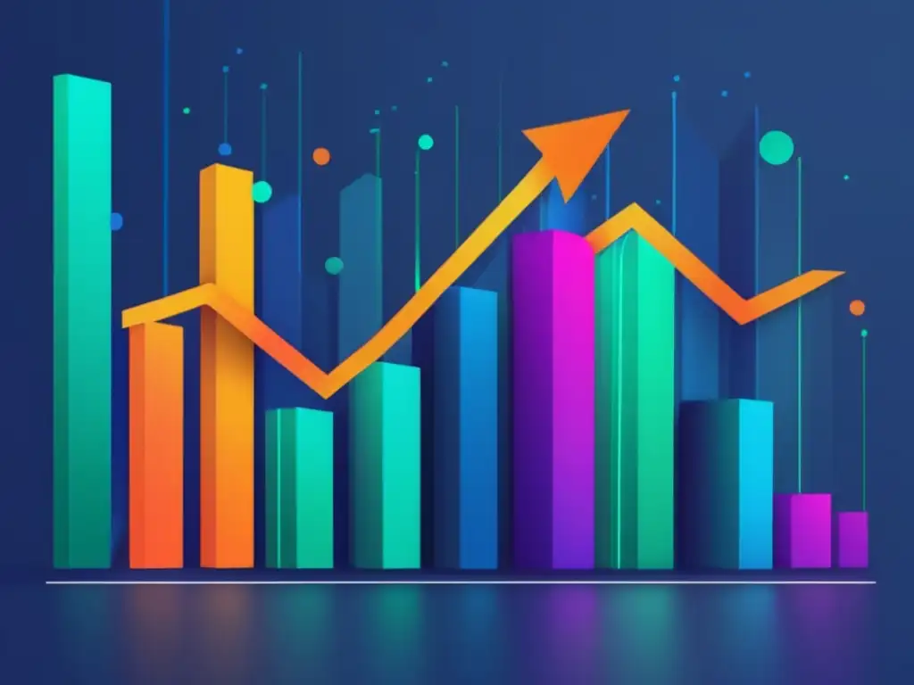 Gráfico de mercado bursátil moderno y vibrante Gráfico moderno de bolsa con colores vibrantes e indicadores, ideal para estrategias de inversión en ETFs de dividendos