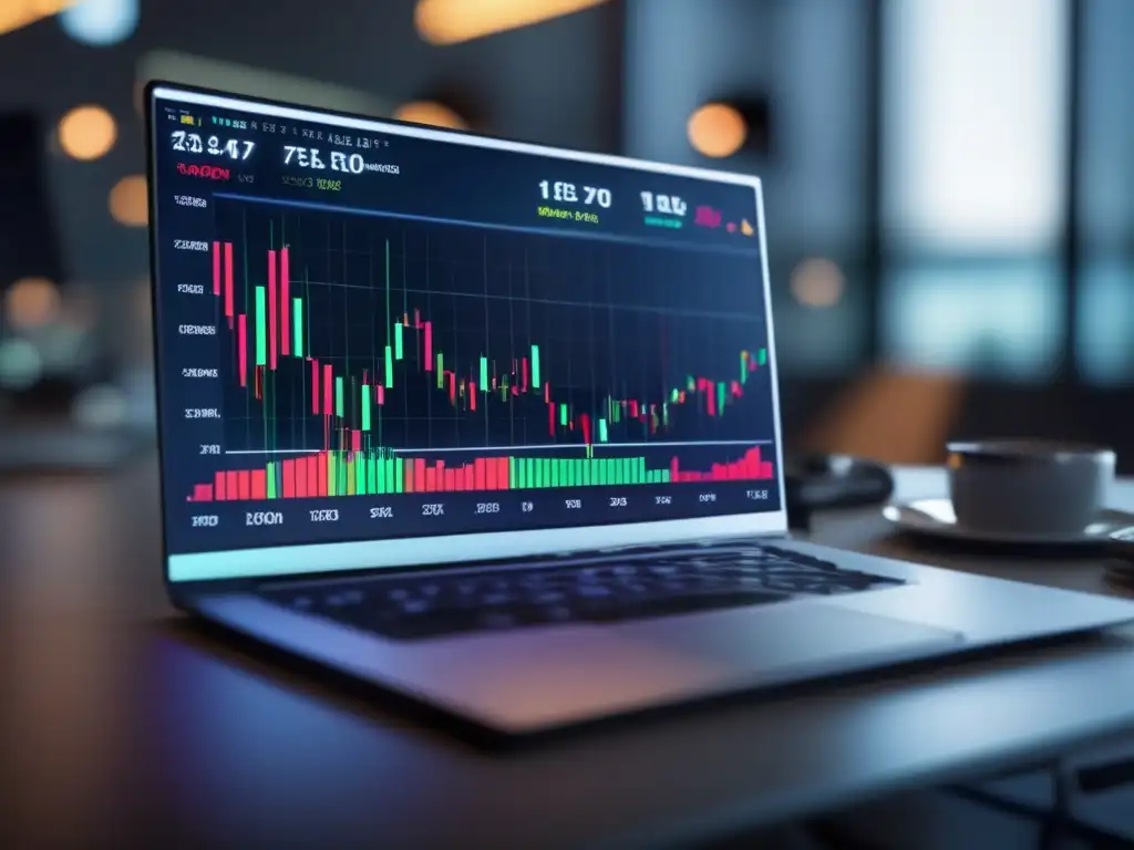 Gráfico de trading con indicadores técnicos y media móvil Gráfico moderno de trading con medias móviles para detectar tendencias