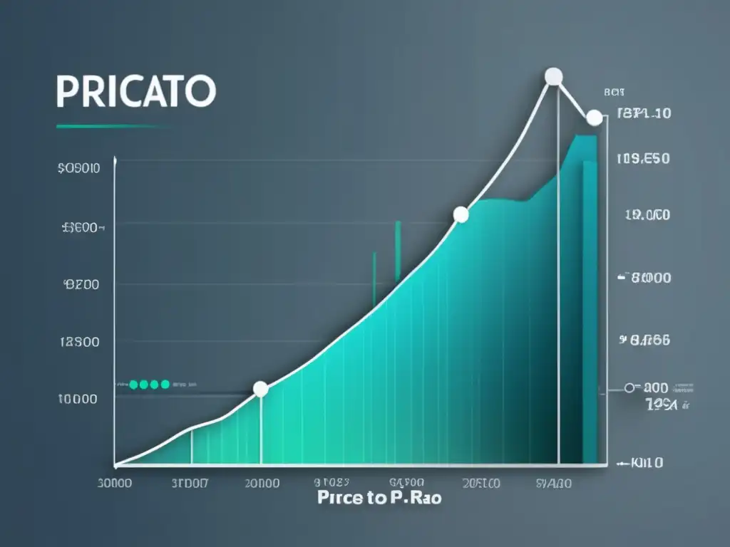 Gráfico de fluctuación P/E en fondo moderno Gráfico P/E muestra fluctuación ratio preciobeneficio (P/E) en el tiempo