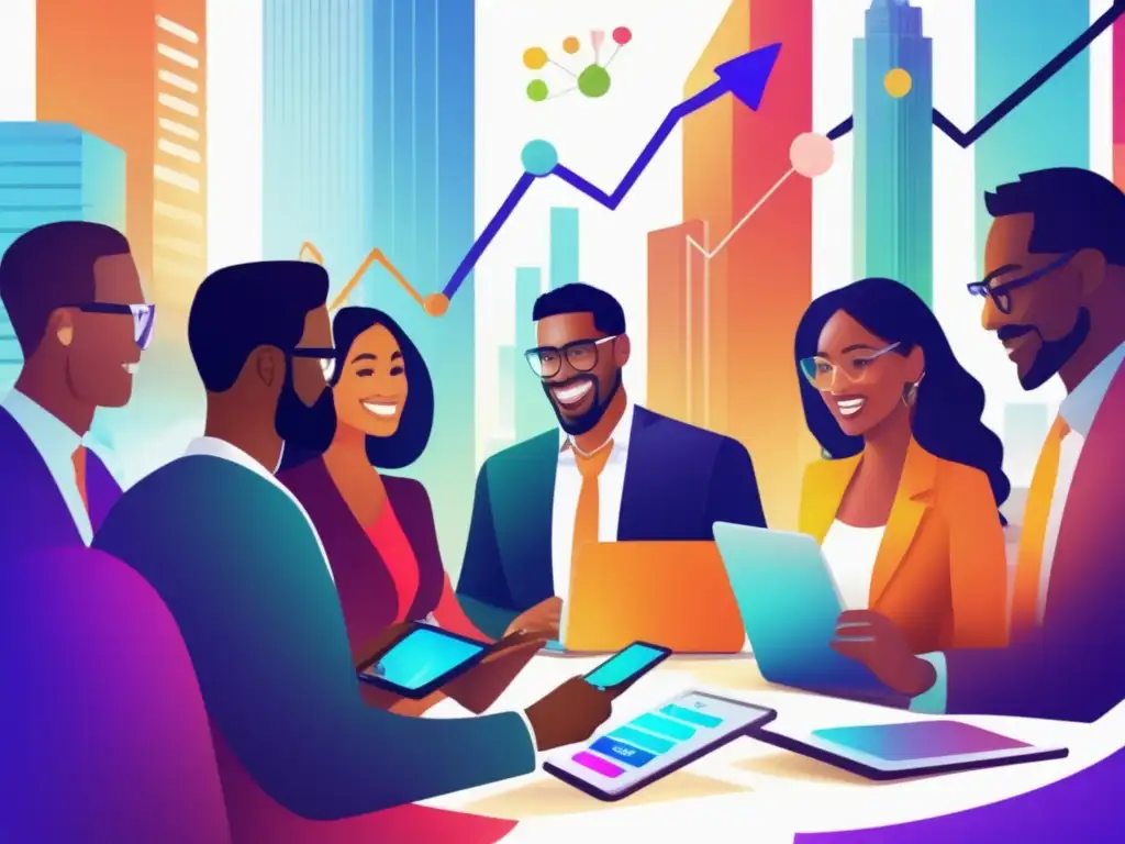 Grupo diverso invirtiendo con inteligencia Grupo diverso en actividad financiera: Herramientas inteligentes para diversificar inversión
