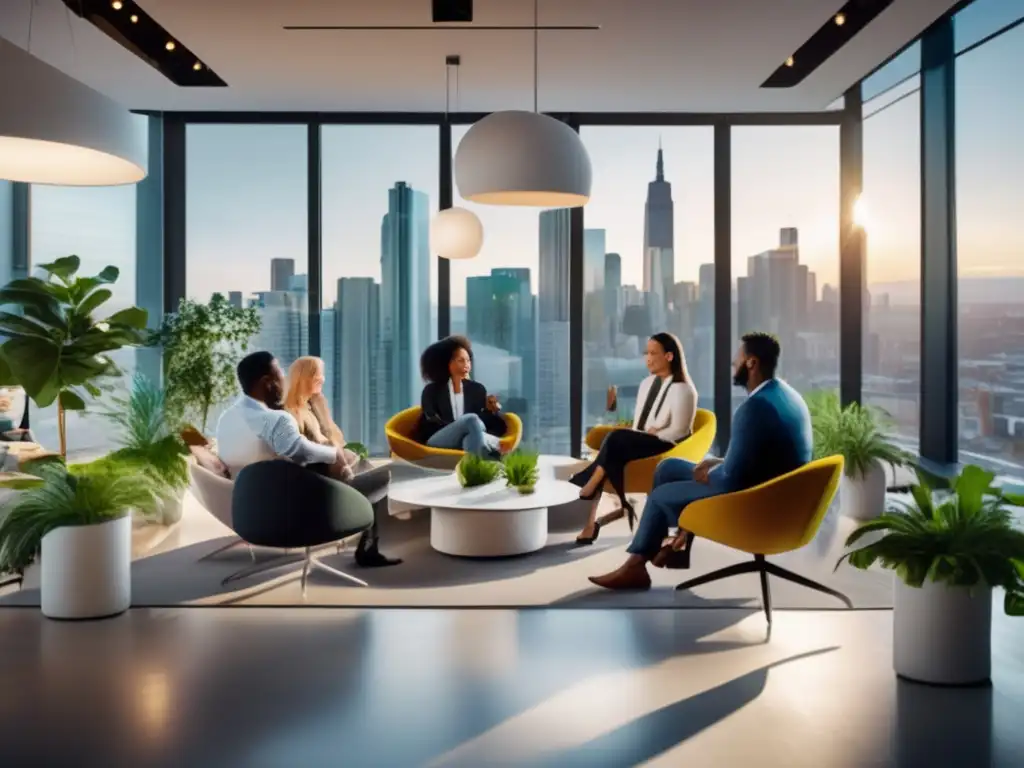 Reunión vibrante en espacio coworking Grupo diverso en coworking sobre crowdfunding - Inversiones financieras