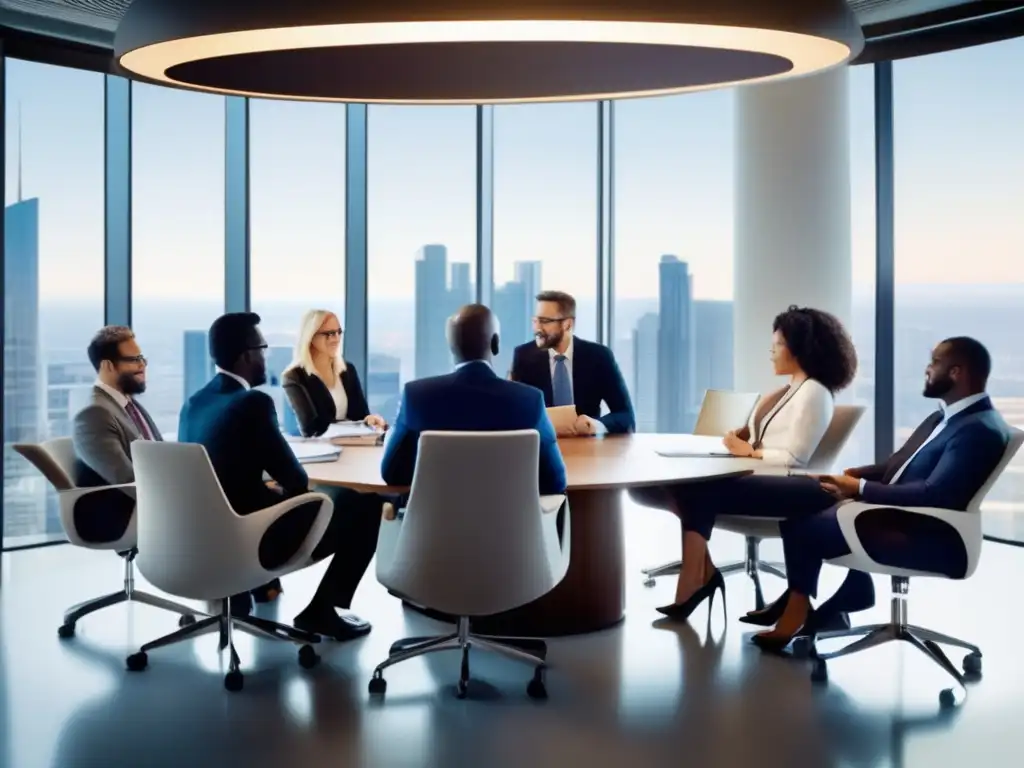 Reunión de expertos en estrategias de inversión Grupo diverso discutiendo estrategias de inversión en renta fija