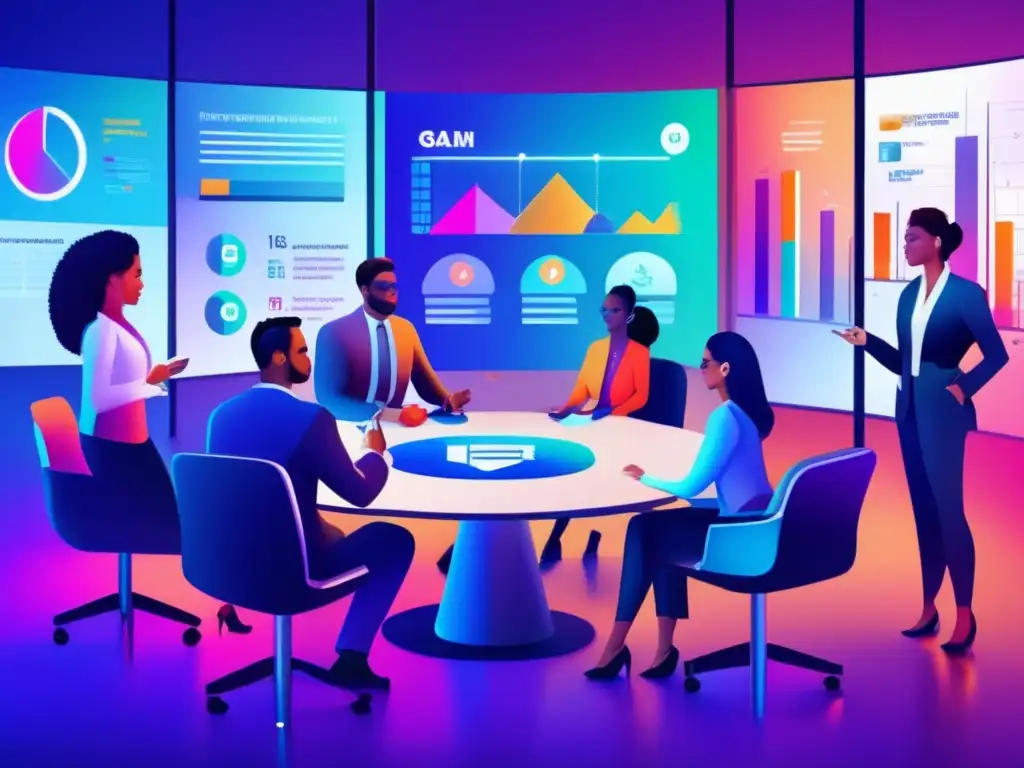 Diversidad e innovación en la oficina Grupo diverso discutiendo oportunidades de inversión en una oficina moderna