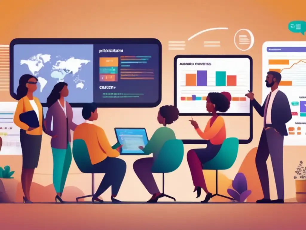 Grupo diverso de personas en plataforma de inversión Grupo diverso en plataforma de inversión crowdfunding