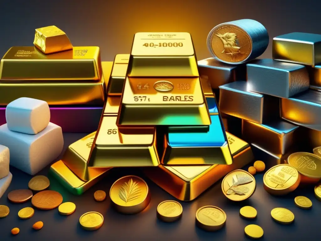 Diversidad de materiales y su valor Guía fiscal inversión materias primas: imagen 8k ultradetallada de diversos materiales en fondo moderno
