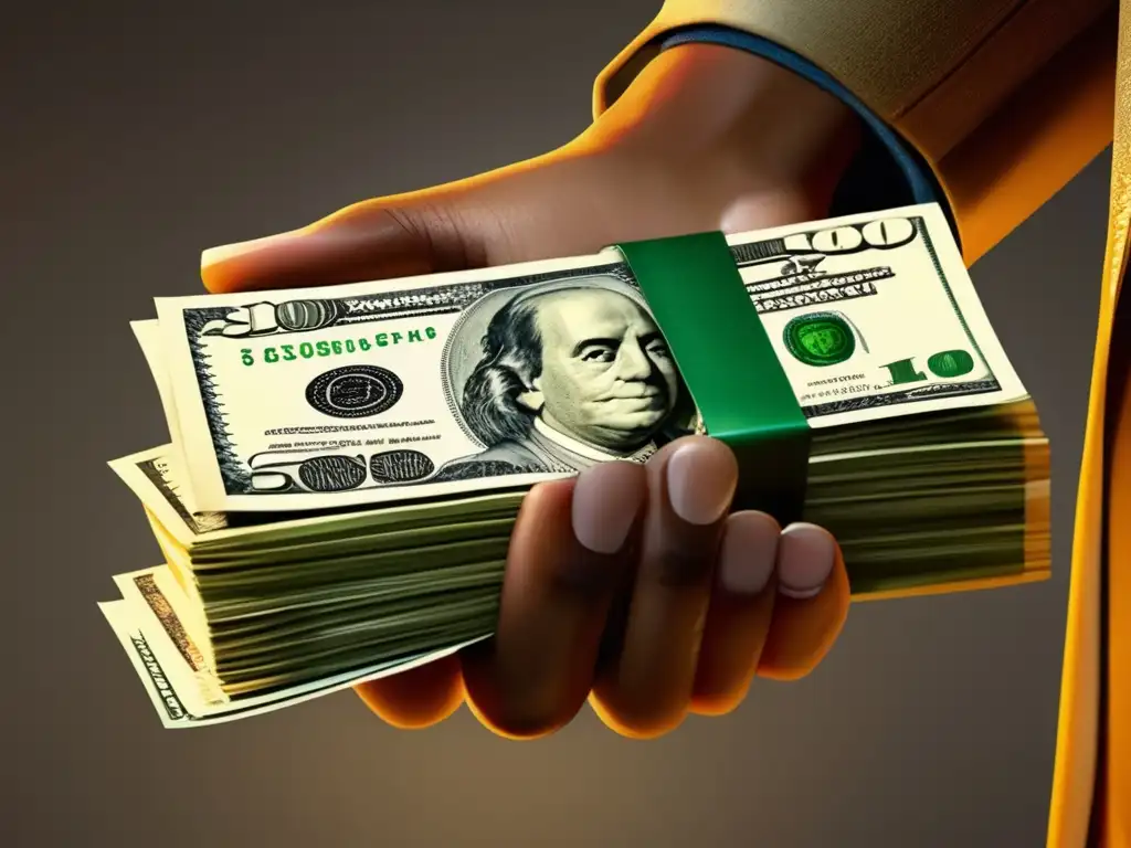 Mano sosteniendo dinero en efectivo Hand holding stack of cash, illustrating financial importance & consequences of common financial mistakes