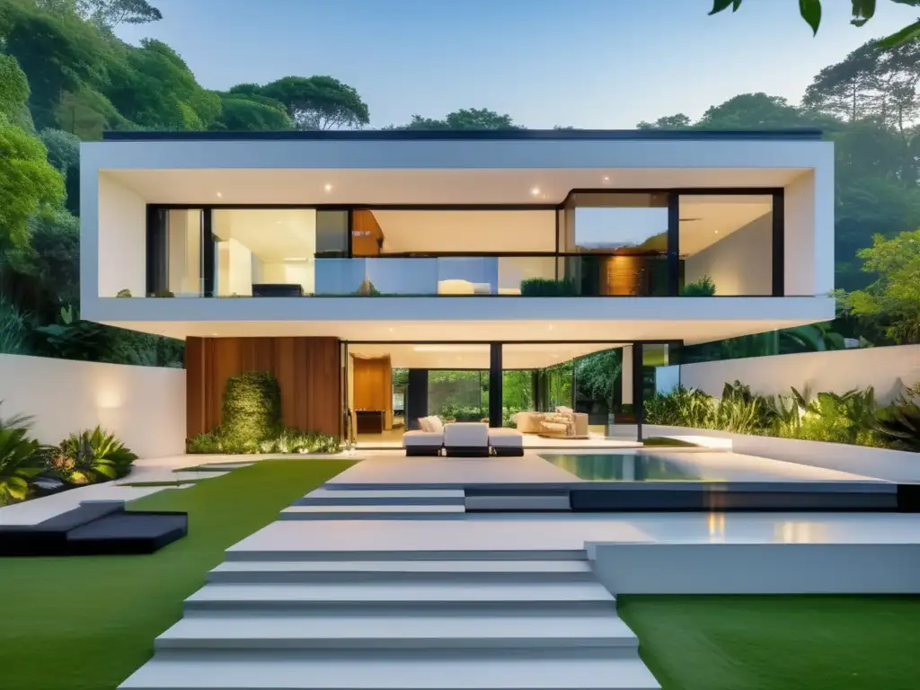 Casa moderna rodeada de naturaleza Hermosa casa moderna rodeada de vegetación, con diseño elegante y ventanales que permiten la entrada de luz natural