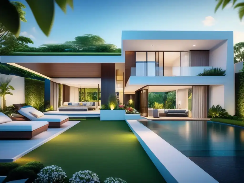 Una mansión moderna y lujosa rodeada de naturaleza- Hermosa mansión de lujo rodeada de naturaleza, resaltando la arquitectura contemporánea y el paisaje exquisito