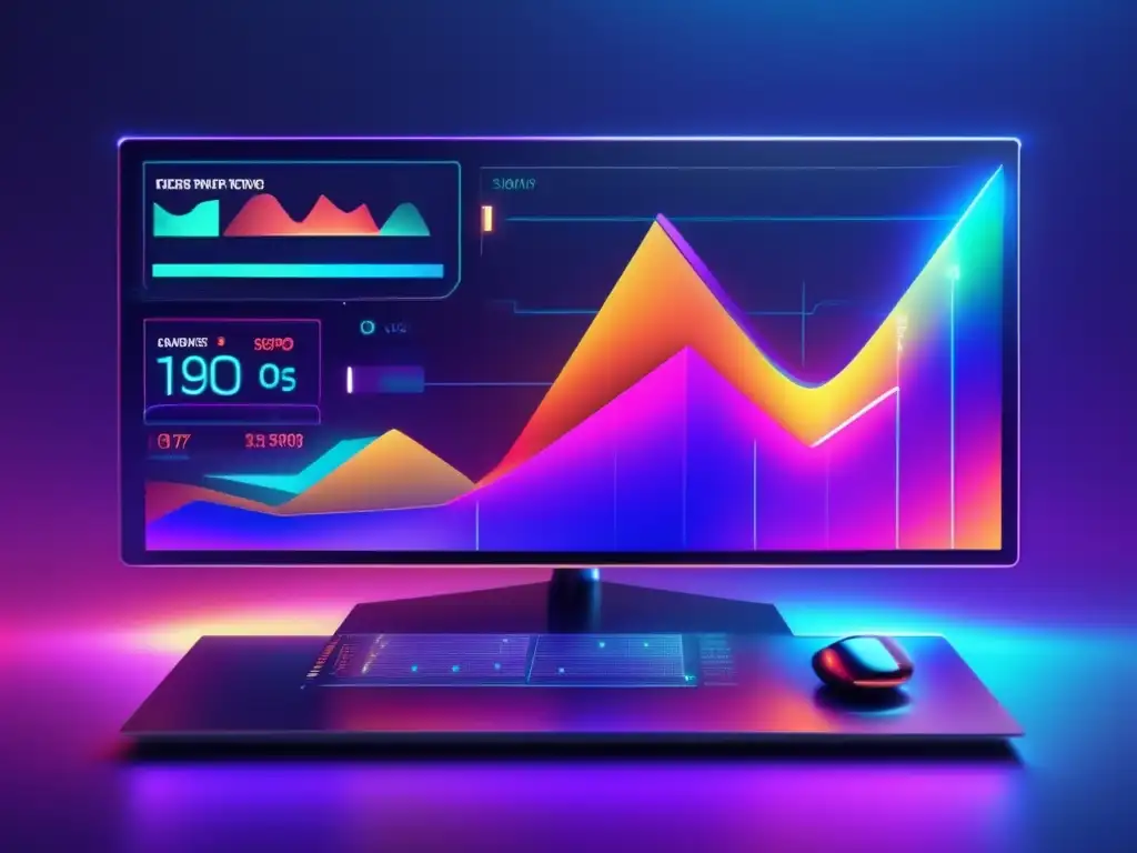 Trading platform futurista Herramientas análisis técnico trading: plataforma futurista de trading en 8k con interfaz moderna y vibrantes colores