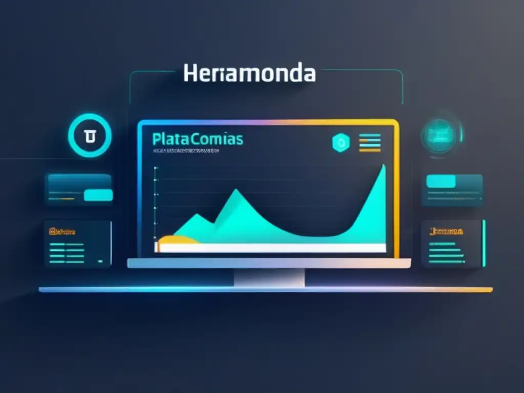 Plataforma de trading avanzada Herramientas avanzadas para trading de criptomonedas en una plataforma futurista y sofisticada