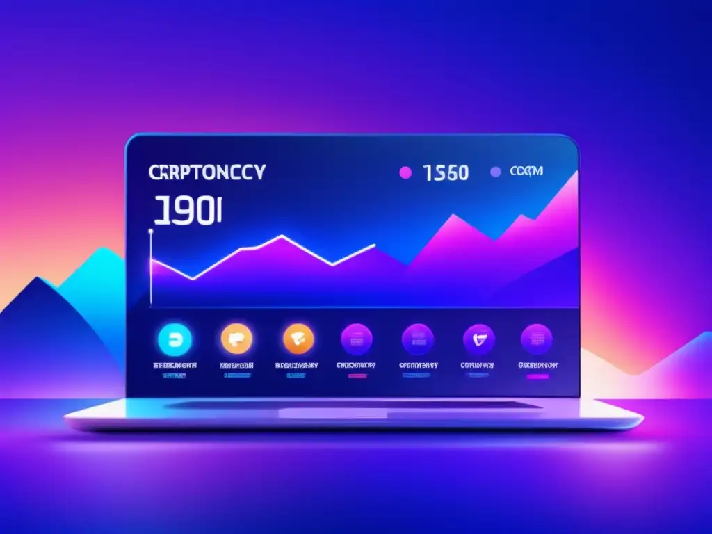 Plataforma de trading de criptomonedas avanzada Herramientas avanzadas para trading de criptomonedas en una plataforma futurista y vibrante