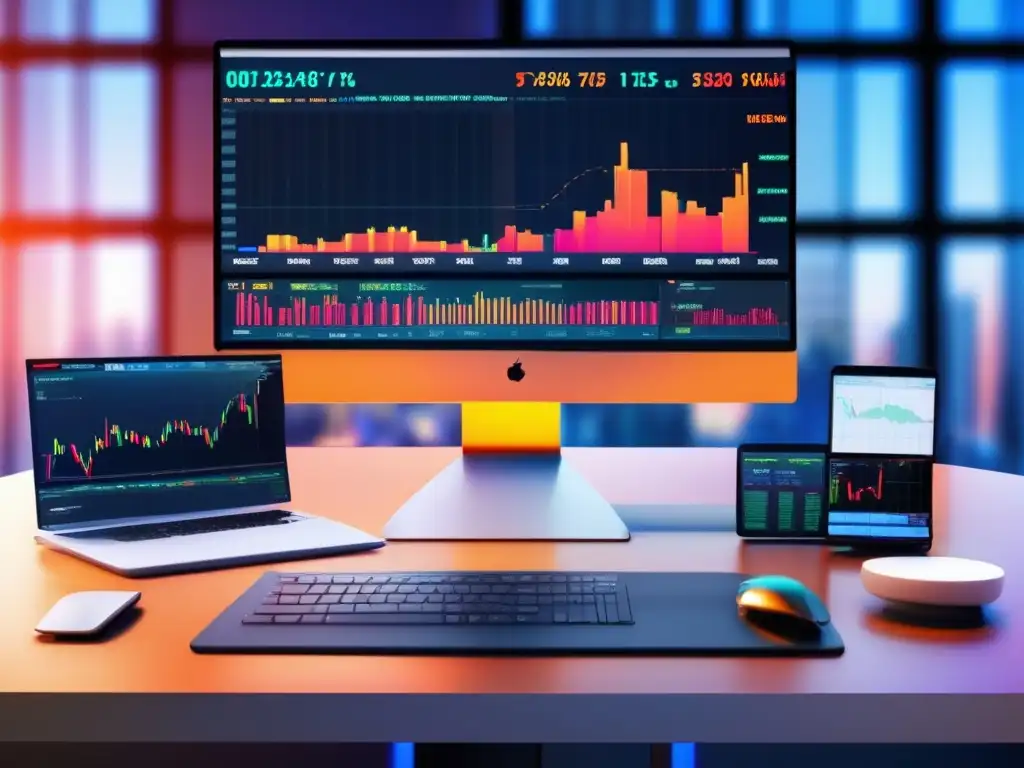 Escritorio de trading moderno con herramientas avanzadas Herramientas avanzadas de trading para inversores profesionales