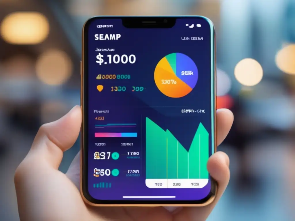 Imagen de app fintech para controlar gastos en smartphone Herramientas fintech para control de gastos en una imagen de smartphone moderno con app de gestión de gastos