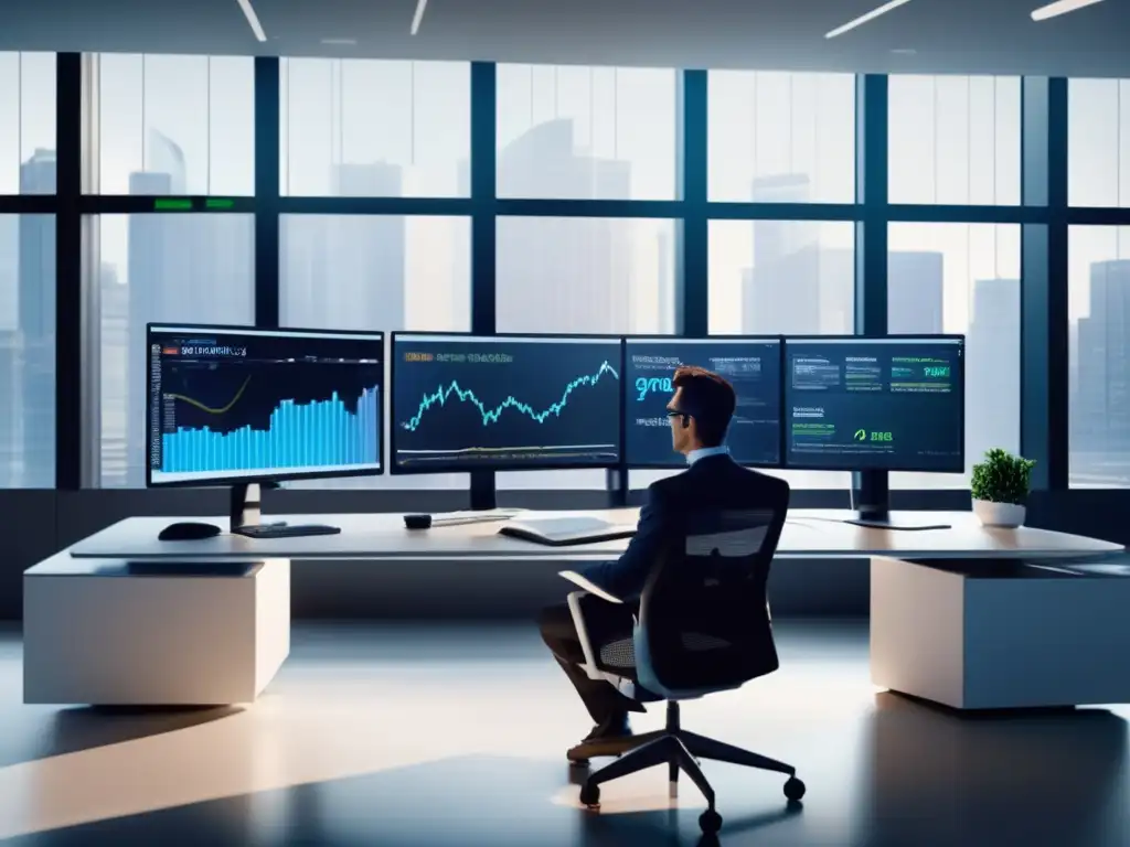Oficina moderna y tecnológica Herramientas tecnológicas para inversión pasiva en una oficina moderna