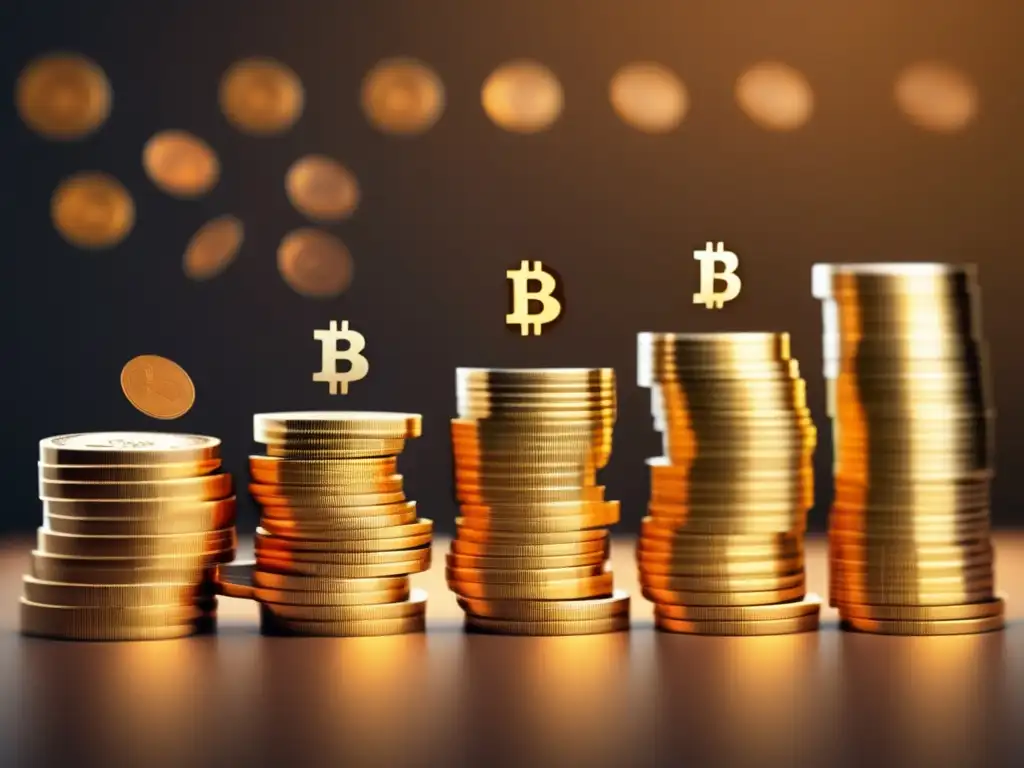 Evolución de Bitcoin: Valor y crecimiento Historia y crecimiento del Bitcoin a través de una imagen 8k ultradetallada que representa su evolución a lo largo del tiempo