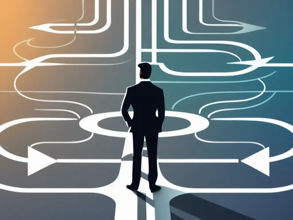 Empresario en encrucijada, estrategias de diversificación Hombre de negocios en encrucijada: Estrategias de diversificación financiera